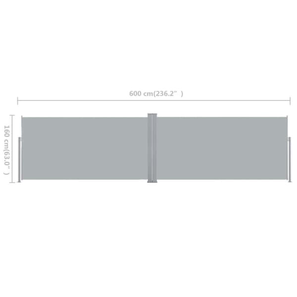 vidaXL Uttrekkbar sidemarkise 160x600 cm grå