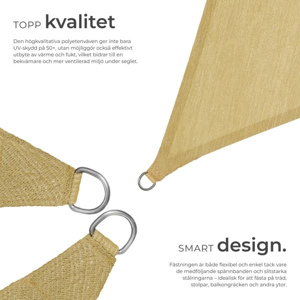 Solsegel i polyeten trekantigt, beige - 360 x 360 x 360 cm