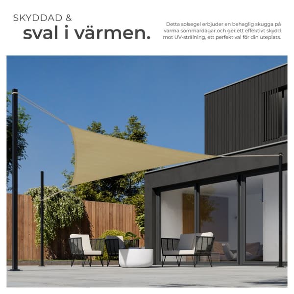 Solsegel i polyeten trekantigt, beige - 360 x 360 x 360 cm