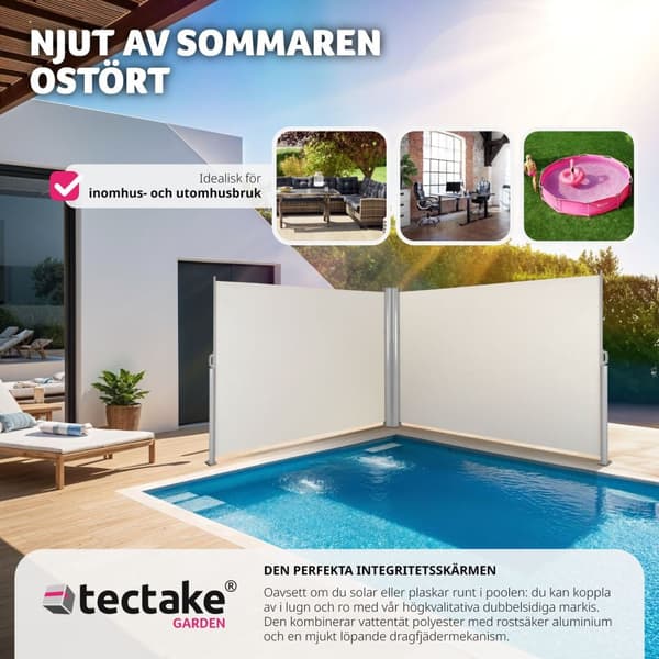 Sidomarkis dubbel i Aluminium - 160 x 600 cm, beige