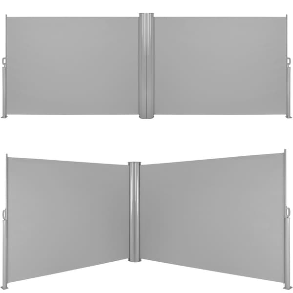 Dobbelt læhegn i aluminium og polyester - 160 x 600 cm,grå