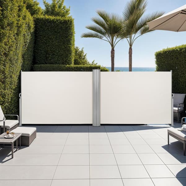 Dobbelt læhegn i aluminium og polyester - 180 x 600 cm,beige