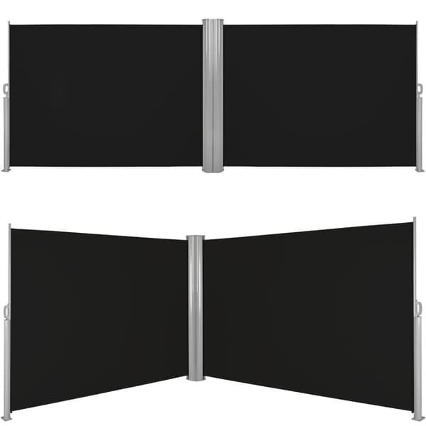 Dobbelt læhegn i aluminium og polyester - 160 x 600 cm,sort