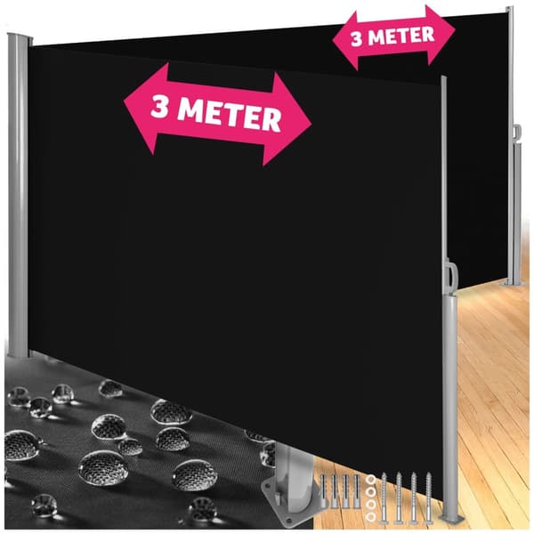 Dobbelt læhegn i aluminium og polyester - 160 x 600 cm,sort