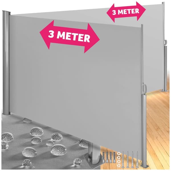 Dobbelt læhegn i aluminium og polyester - 200 x 600 cm,grå