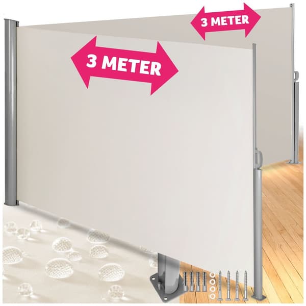 Dobbelt læhegn i aluminium og polyester - 160 x 600 cm,beige
