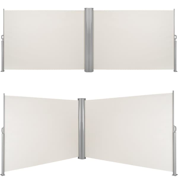 Dobbelt læhegn i aluminium og polyester - 200 x 600 cm,beige