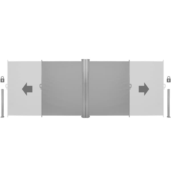 Dobbelt læhegn i aluminium og polyester - 180 x 600 cm,grå