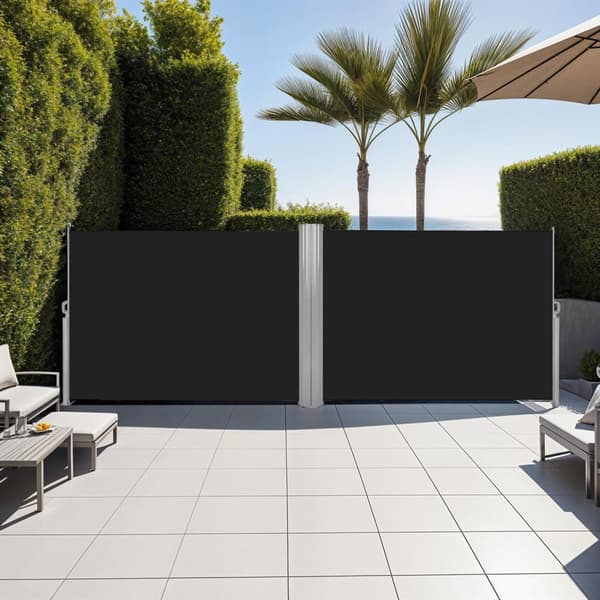 Dobbelt læhegn i aluminium og polyester - 180 x 600 cm,sort