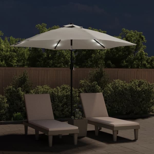vidaXL hængeparasol m. LED-lys 3 m sandhvid