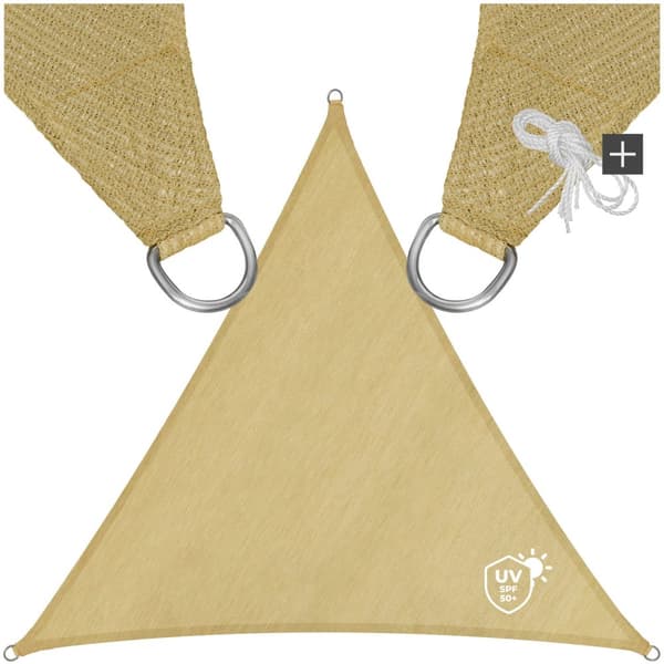 Solsejl trekantet, beige - 4 x 4 x 4 m