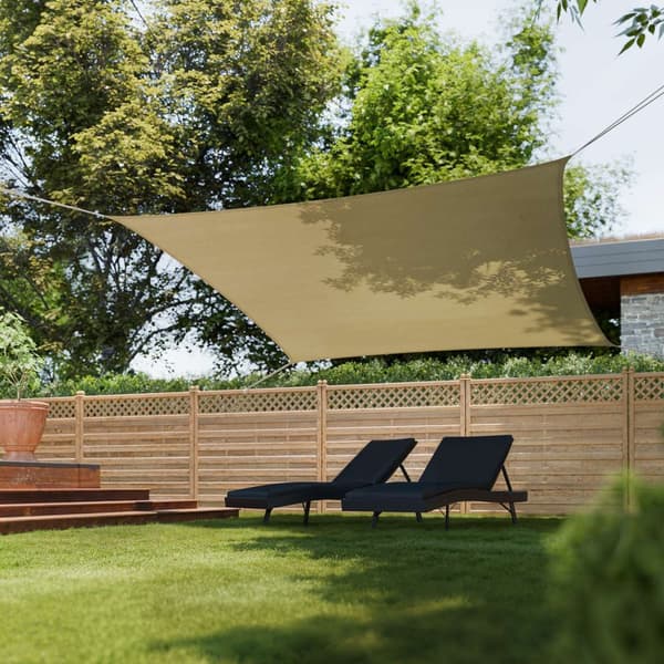 Solsejl firkantet, beige - 4 x 4 m