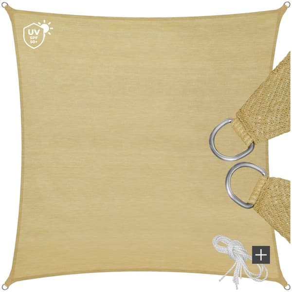 Solsejl firkantet, beige - 4 x 4 m