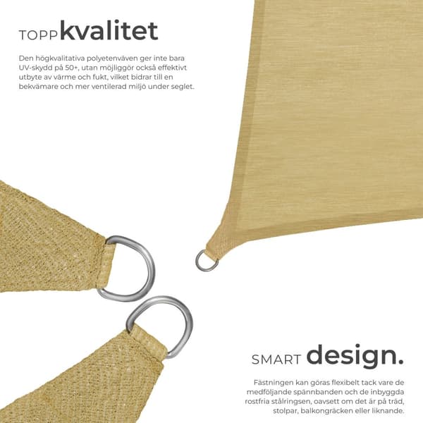 Solsegel i polyeten kvadratiskt, beige - 540 x 540 cm