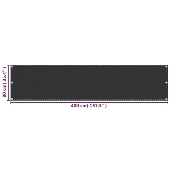 vidaXL Parvekkeen Suoja HDPE 90x400 cm Antrasiitti