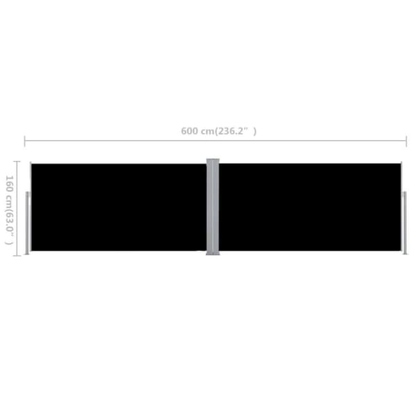 vidaXL Sisäänvedettävä sivumarkiisi musta 160x600 cm