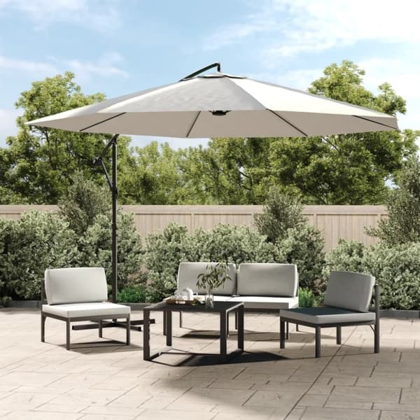 vidaXL Aurinkovarjo cantilever 3,5 m hiekanvalkoinen
