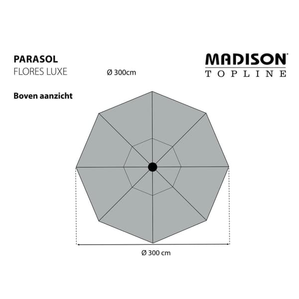 Madison Puutarha-aurinkovarjo Flores Luxe 300 cm pyöreä ecru