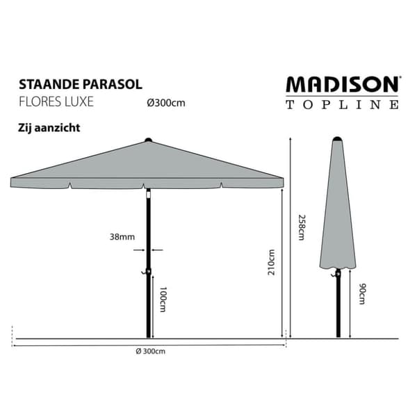Madison Puutarha-aurinkovarjo Flores Luxe 300 cm pyöreä taupe