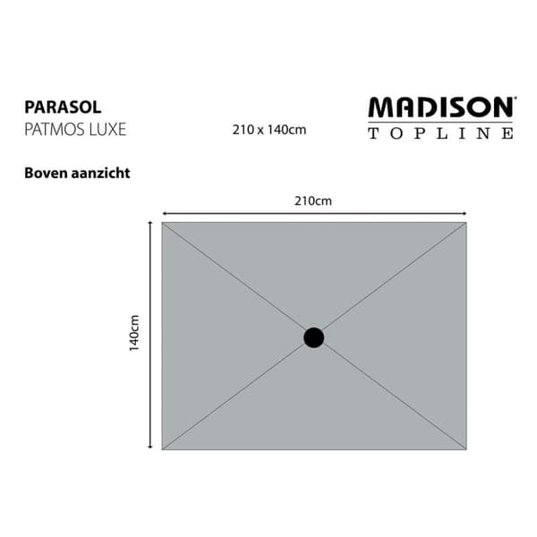 Madison Puutarha-aurinkovarjo Patmos Luxe suorakaide 210x140 cm harmaa