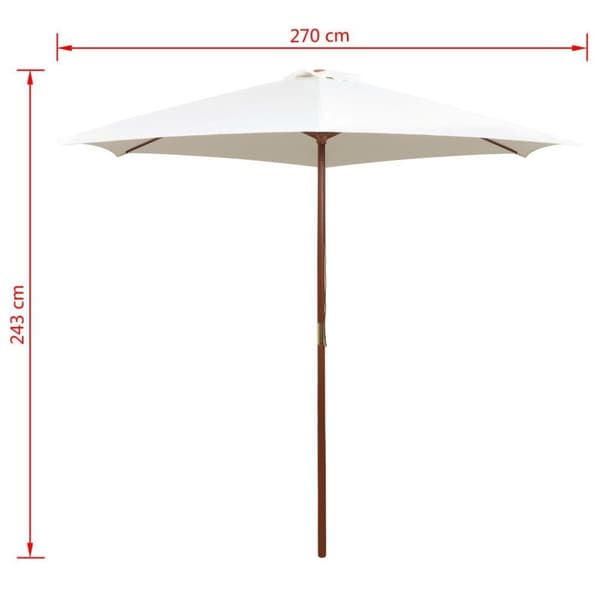 vidaXL Parasoll 270x270 cm trestang kremhvit