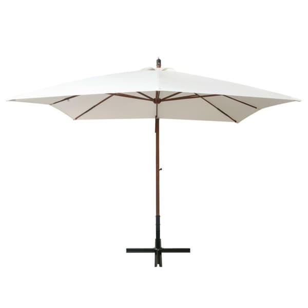 vidaXL hængeparasol 300x300 cm træstang hvid