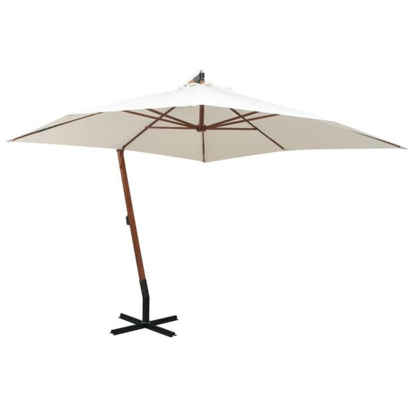 vidaXL hængeparasol 300x300 cm træstang hvid