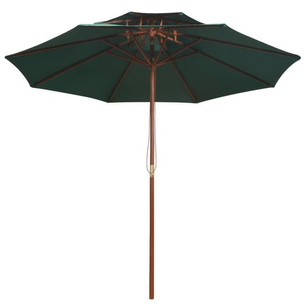 vidaXL Parasoll med lufteluke 270x270 cm trestang grønn