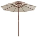 Miniatyrbilde 3 av 6: vidaXL Parasoll med lufteluke 270x270 cm trestang kremhvit