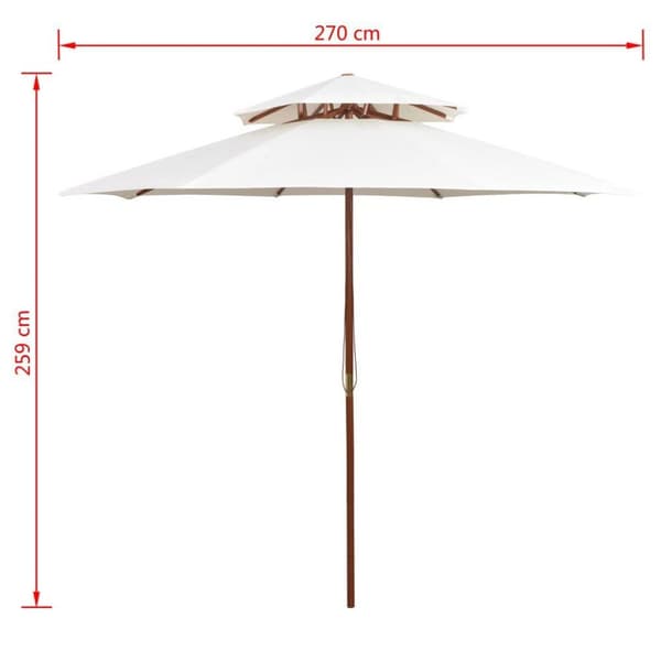 vidaXL Parasoll med lufteluke 270x270 cm trestang kremhvit