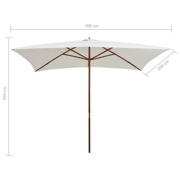 vidaXL Parasoll 200x300 cm trestang kremhvit