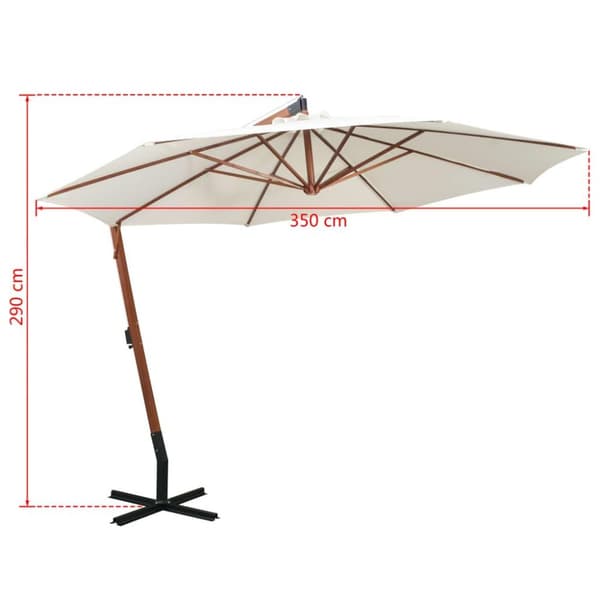 vidaXL Hengeparasoll 350 cm trestang hvit