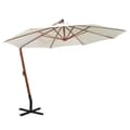 Miniatyrbillede 1 af 9: vidaXL hængende parasol 350 cm træstang hvid