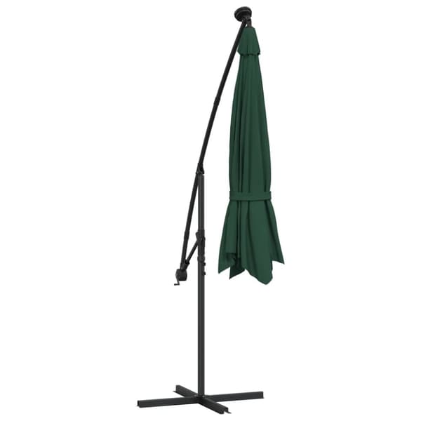 vidaXL Roikkuva Päivänvarjo LED-valoilla 300cm Metallitanko vihreä
