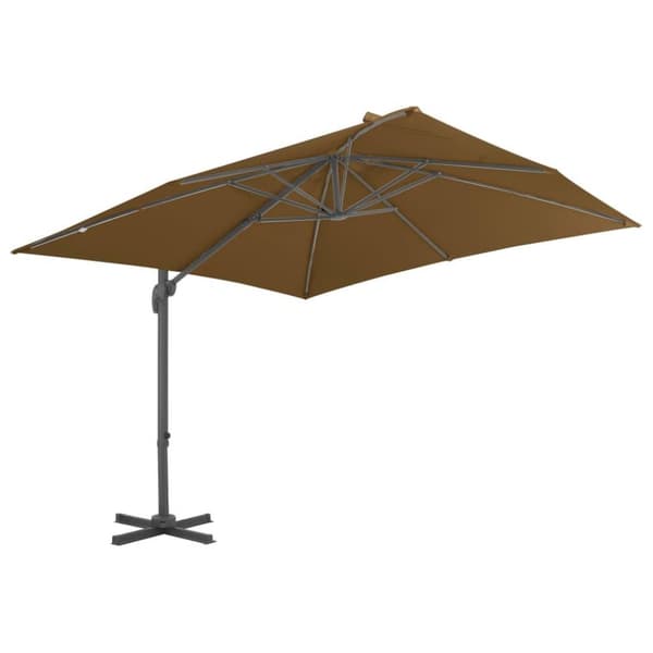 vidaXL hængeparasol 300x300 cm aluminiumsstang gråbrun