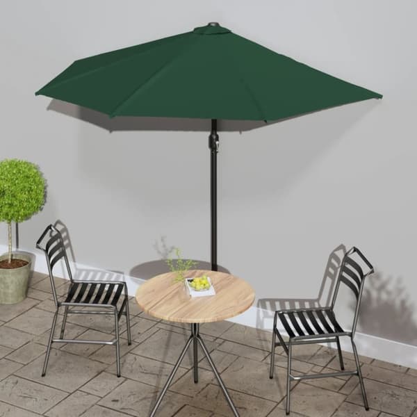vidaXL balkonparasol med aluminumsstang grøn 270 x 144 cm halv