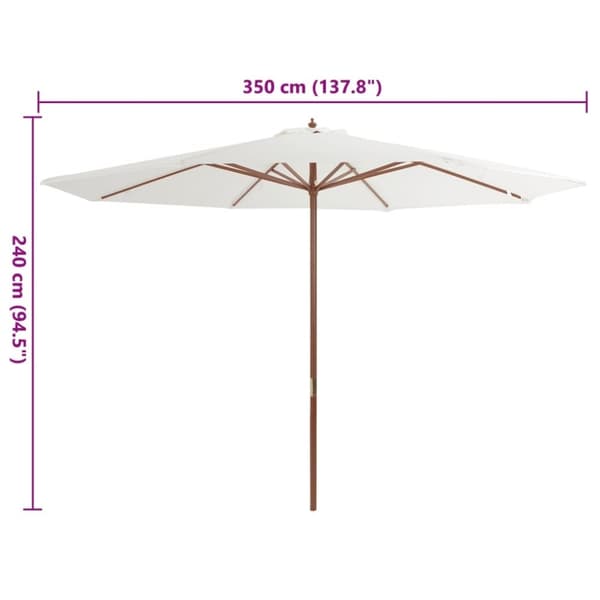 vidaXL udendørs parasol med træstang 350 cm sandhvid