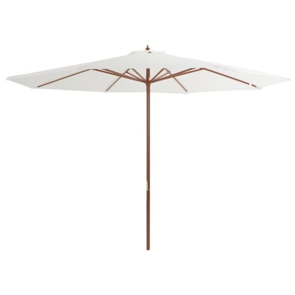 vidaXL udendørs parasol med træstang 350 cm sandhvid