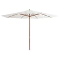 Miniatyrbillede 1 af 4: vidaXL udendørs parasol med træstang 350 cm sandhvid