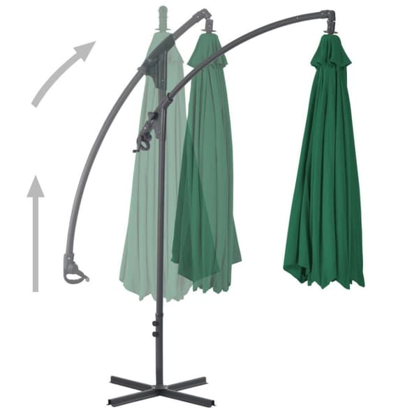 vidaXL Riippuva aurinkovarjo teräspylväällä 250x250 cm vihreä