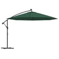 Miniatyrbillede 2 af 11: vidaXL hængeparasol med LED-lys og metalstang 350 cm grøn
