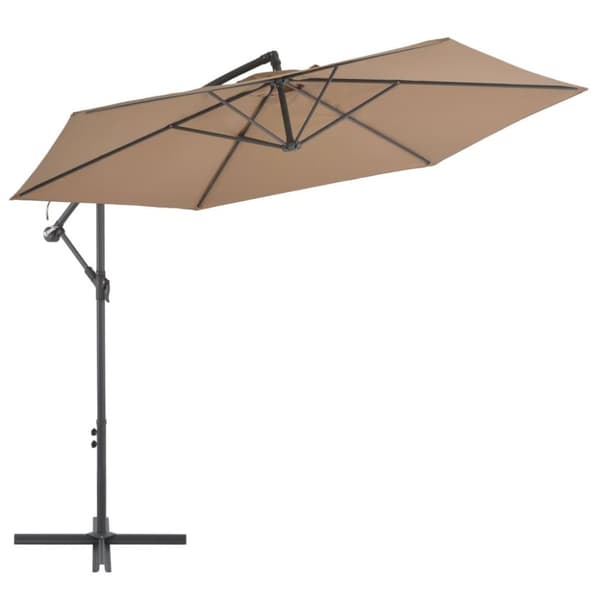 vidaXL hængeparasol med aluminiumstang 300 cm gråbrun