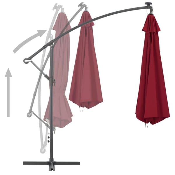 vidaXL Aurinkovarjo cantilever alumiinitolppa 350 cm viininpunainen
