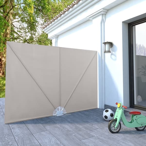 vidaXL sammenklappelig sidemarkise til terrasse cremefarvet 240 x 160 cm