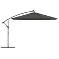 Miniatyrbillede 4 af 11: vidaXL hængeparasol med LED-lys og metalstang 350 cm antracitgrå