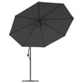 Miniatyrbillede 5 af 11: vidaXL hængeparasol med LED-lys og metalstang 350 cm antracitgrå