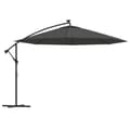 Miniatyrbillede 2 af 11: vidaXL hængeparasol med LED-lys og metalstang 350 cm antracitgrå