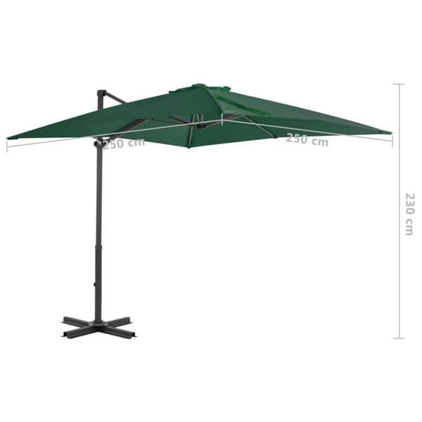 vidaXL hængeparasol 250x250 cm aluminiumsstang grøn