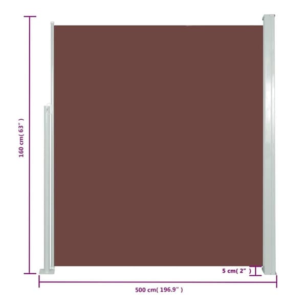vidaXL Sisäänvedettävä sivumarkiisi 160x500 cm ruskea