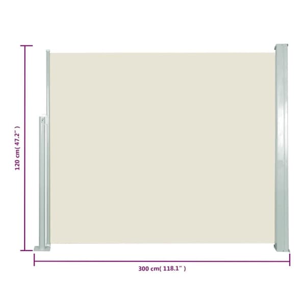 vidaXL sammenrullelig sidemarkise 120x300 cm cremefarvet